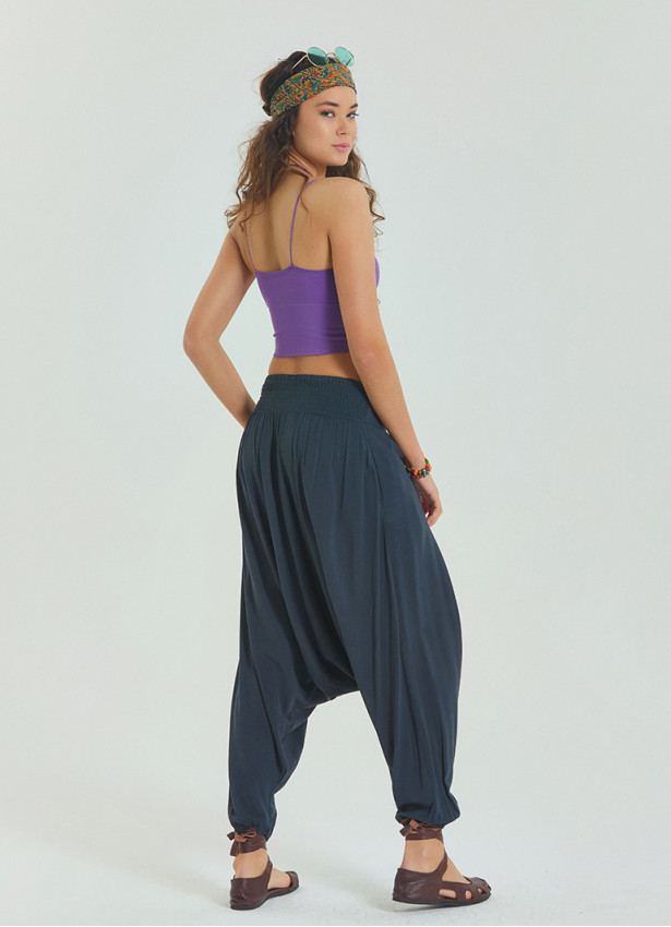 Anthracite Bohemian Shalwar with Gipe Detailed Elastic Pocket on the Leg 4481